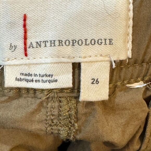 Anthropologie Olive Green Cargo Parachute Pants Size 26 Contrast Pockets Cotton - Picture 3 of 10